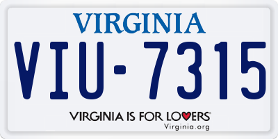 VA license plate VIU7315