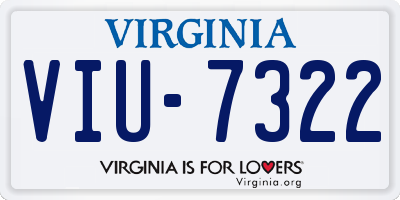 VA license plate VIU7322