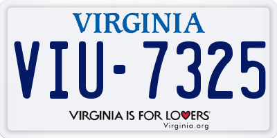 VA license plate VIU7325