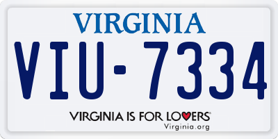VA license plate VIU7334