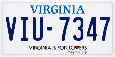 VA license plate VIU7347