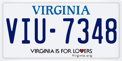 VA license plate VIU7348
