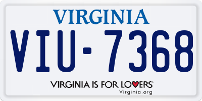 VA license plate VIU7368
