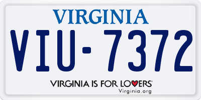 VA license plate VIU7372