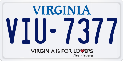 VA license plate VIU7377