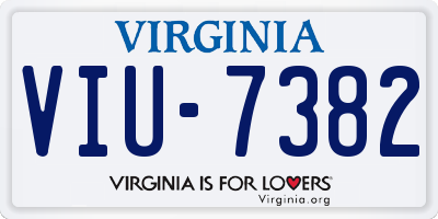 VA license plate VIU7382