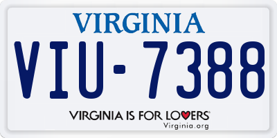 VA license plate VIU7388