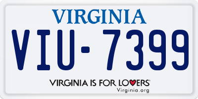 VA license plate VIU7399