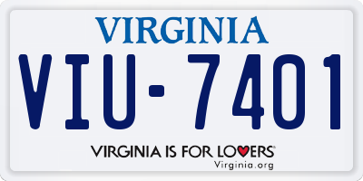 VA license plate VIU7401