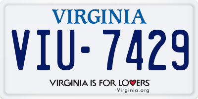VA license plate VIU7429