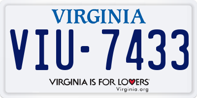 VA license plate VIU7433