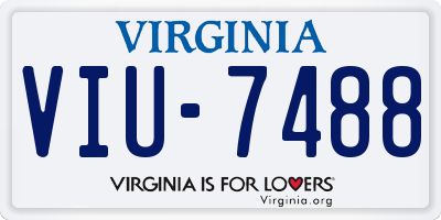 VA license plate VIU7488