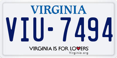 VA license plate VIU7494