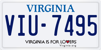 VA license plate VIU7495