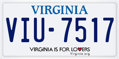 VA license plate VIU7517