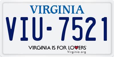 VA license plate VIU7521