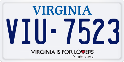 VA license plate VIU7523