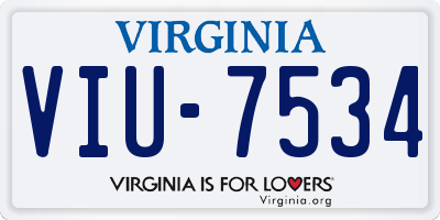 VA license plate VIU7534