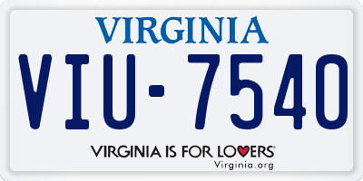 VA license plate VIU7540