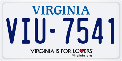VA license plate VIU7541