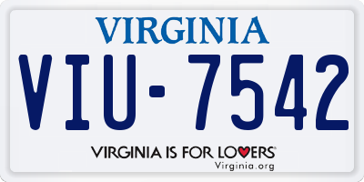 VA license plate VIU7542