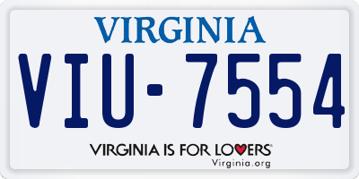 VA license plate VIU7554