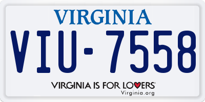 VA license plate VIU7558