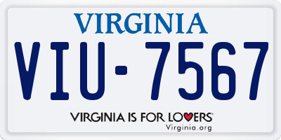 VA license plate VIU7567