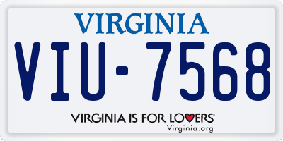 VA license plate VIU7568