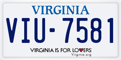 VA license plate VIU7581