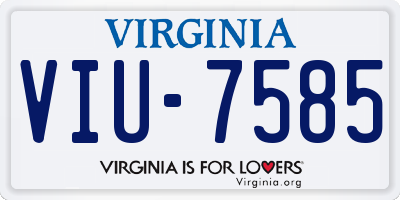 VA license plate VIU7585