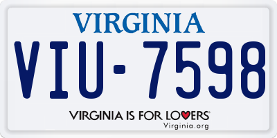 VA license plate VIU7598