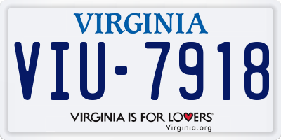 VA license plate VIU7918