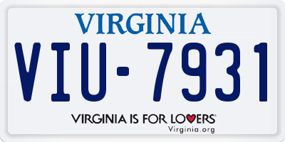 VA license plate VIU7931