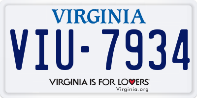 VA license plate VIU7934