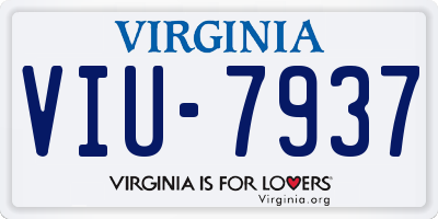 VA license plate VIU7937