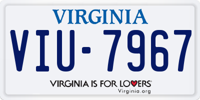 VA license plate VIU7967