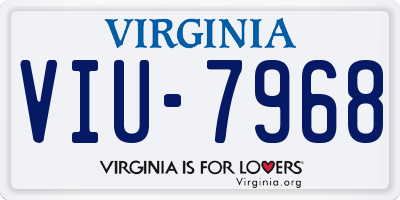 VA license plate VIU7968