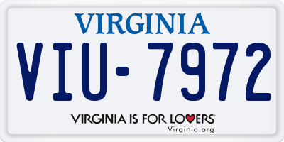 VA license plate VIU7972