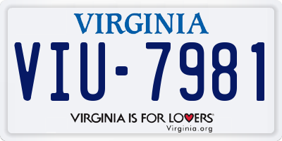 VA license plate VIU7981