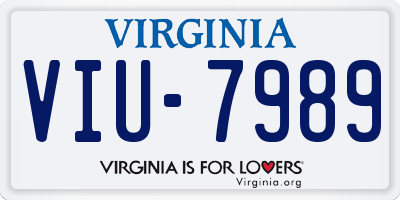 VA license plate VIU7989