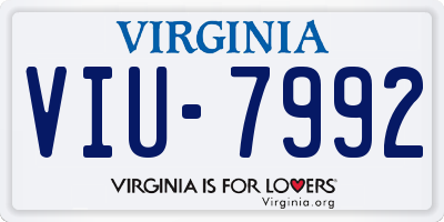VA license plate VIU7992