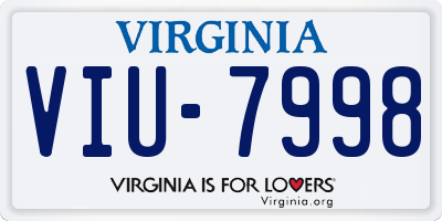 VA license plate VIU7998