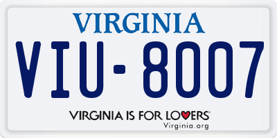 VA license plate VIU8007
