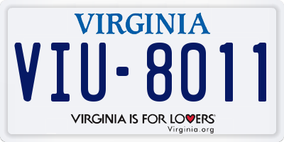 VA license plate VIU8011