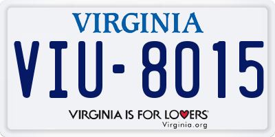 VA license plate VIU8015