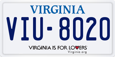 VA license plate VIU8020