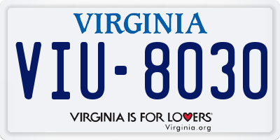 VA license plate VIU8030