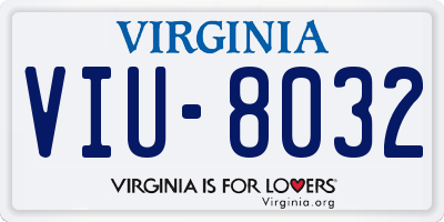 VA license plate VIU8032