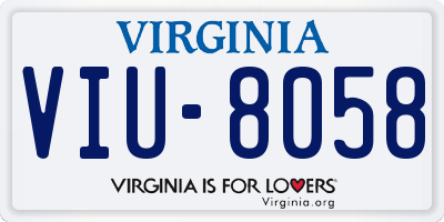 VA license plate VIU8058
